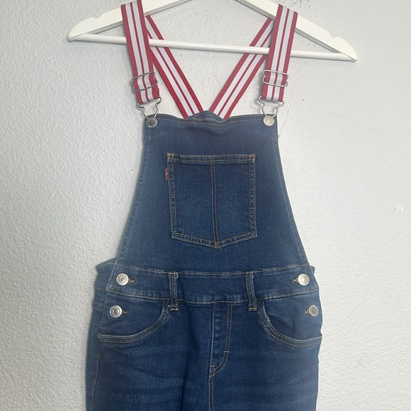 Levi’s Youth Girls Size 12 Skinny Overalls Red White Straps - Picture 1 of 13